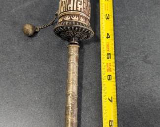 Tibetan Prayer Wheel with Manuscript Scroll