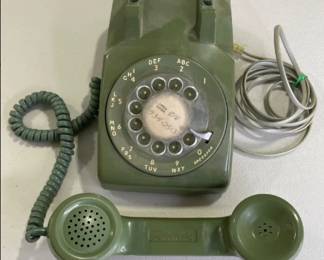 Green Rotary Dial Telephone, Mid-20th Century