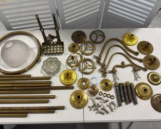 Antique Brass Gas Lighting Fixture Parts