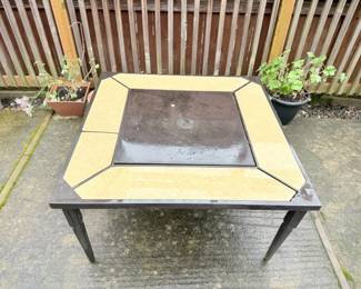 108 OutdoorMetalFirepitwTravertineTileTop