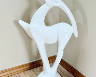 79 HaegerWhiteCeramicGazelleSculpture