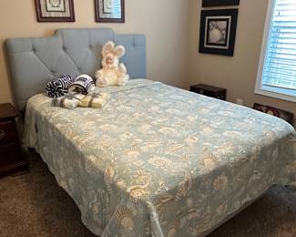 Full size bed with upholstered headboard and frame
