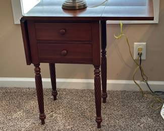 Cherry drop leaf table with spiral twist legs