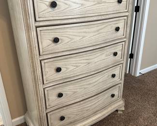 Ashley chest of drawers, also have matching dresser, nightstand, split king with upholstered headboard and frame