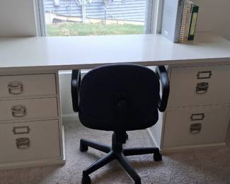 Three-piece desk with file drawers