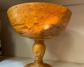 Turned wooden pedestal bowl