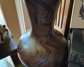 large turned wooden vase