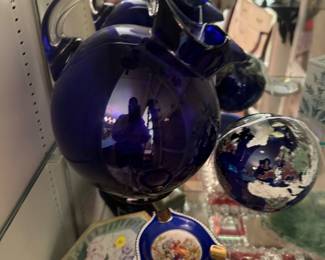 Cobalt blue glass pitcher