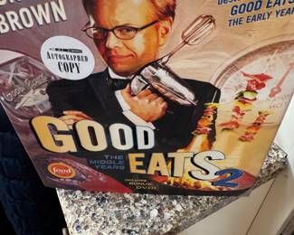 autographed Alton Brown cookbook