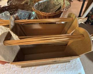a pair of interesting wooden baskets 