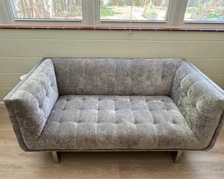 Gray velvet loveseat 