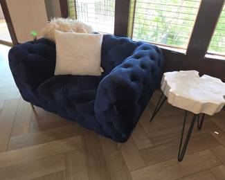 Navy velvet wide chair