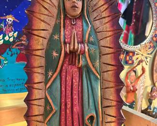 Hand carved, painted, wood