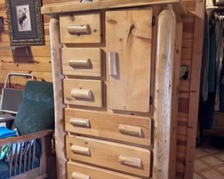 White Cedar Log Armoire dresser