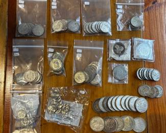 Morgan dollars, walking liberty's, Franklin, Kennedy half dollars, etc.