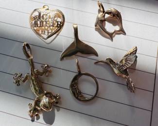 14K yellow gold necklace charms
