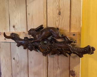 Stunning hand carved 3 horn coat rack