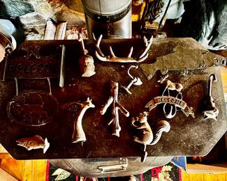 Collection of cast iron coat hooks