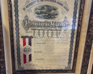 Independent Order Odd Fellows Patriarchs Militant Certificate 1905
