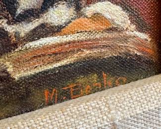 (Call to inquire about price- close up- vintage framed oil painting "Scholar Reading a Book"- 9x8")