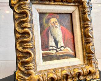 (Call to inquire about price- vintage framed oil painting "Scholar Reading a Book"- 9x8")