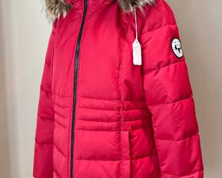 ($100- Arctic Expedition quilted front zip red coat- size M)