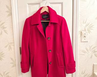 Red London Fog SIngle-Breasted Wool blend Peacoat 