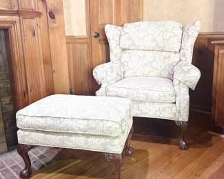 Rowe Wingback Upholstered Chair & Ottoman 