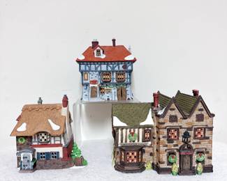 Dept 56 Dickens Village Series: Tuttle's Pub & lodging Livery, Chesterton manor, Betsy Trotwoods Cottage