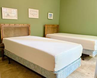 Stylish Bamboo Rattan Twin Bed - Pair -> can be purchased ahead of time on our website: https://www.pureandsimplecarolinas.com/shop/gastonia-presales