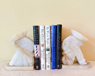 Hand-carved Mexican alabaster onyx marble bookend figure wearing a sombrero
