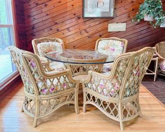 Santiago by Lane 5 Piece "Marquesa" Rattan Outdoor Dining Set -> can be purchased ahead of time on our website: https://www.pureandsimplecarolinas.com/shop/gastonia-presales