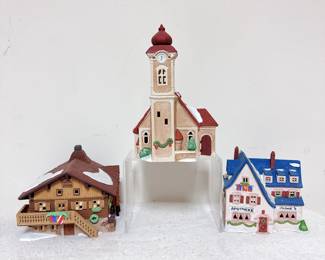 Dept 56 Alpine Village Series: Alpine Church, Kamm Haus, Apotek and Tabak