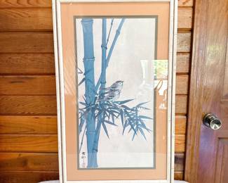 Ohara Koson framed art print "two tree sparrows between bamboo"