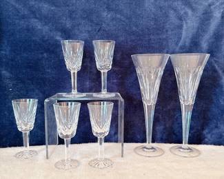 Waterford Crystal Lismore Pattern Glasses & Waterford Crystal Millennium collection crystal wine glasses "love" toasting flutes 