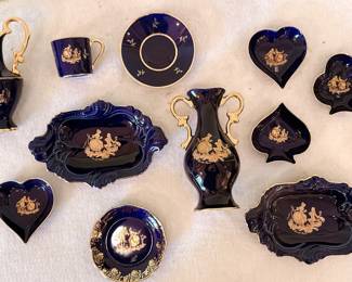 Limoges Castel France Cobalt Blue Porcelain Pieces 