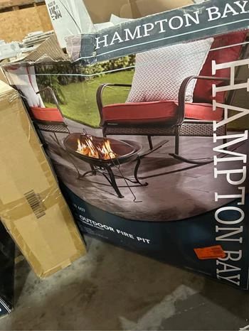 Hampton Bay Sadler 30 in. x 19 in. Round Steel Wood Burning Fire Pit in Rubbed Bronze