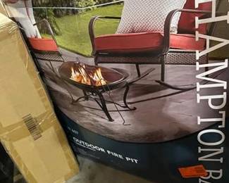 Hampton Bay Sadler 30 in. x 19 in. Round Steel Wood Burning Fire Pit in Rubbed Bronze