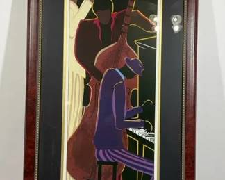 Jazz Musicians Art Print Signed Tepi with Burlwood Frame