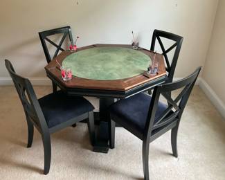 Poker Table For Four With FeltWood Top And Chairs