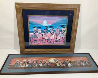 African Style Artwork Pair, Figurative Scenes