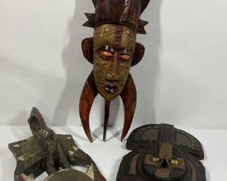 African Style Carved Mask Collection, Assorted Wall Decor