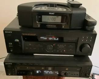 Sony Stereo Receiver, CD Player and TEAC Clock Radio System
