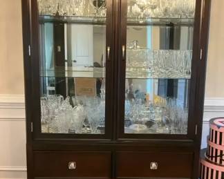 003 Contemporary China Glass Door Display Cabinet with Drawers Cabinet Only