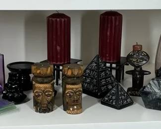 Eclectic Home Decor Lot with Candles, Vases, Sculptures and Decorative Accents