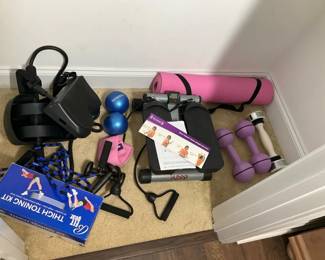 Home Fitness Equipment Lot with Stepper, Weights and Accessories