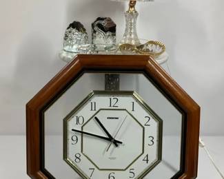 Emerson Octagon Wall Clock with Glass Lamp and Decorative Accents