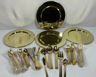 Reed  Barton Select Stainless Flatware Set Gold Color