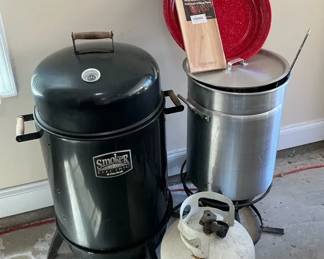 Smoker Grill, Propane Fryer  Outdoor Cooking Set
