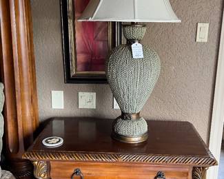 Wooden rope edge chest with 2 interior drawers